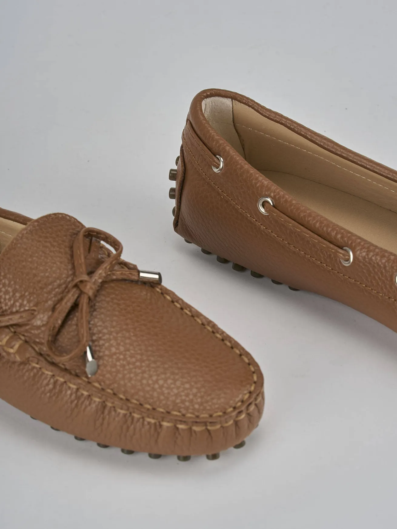 Mocassini tacco 1cm pelle marrone