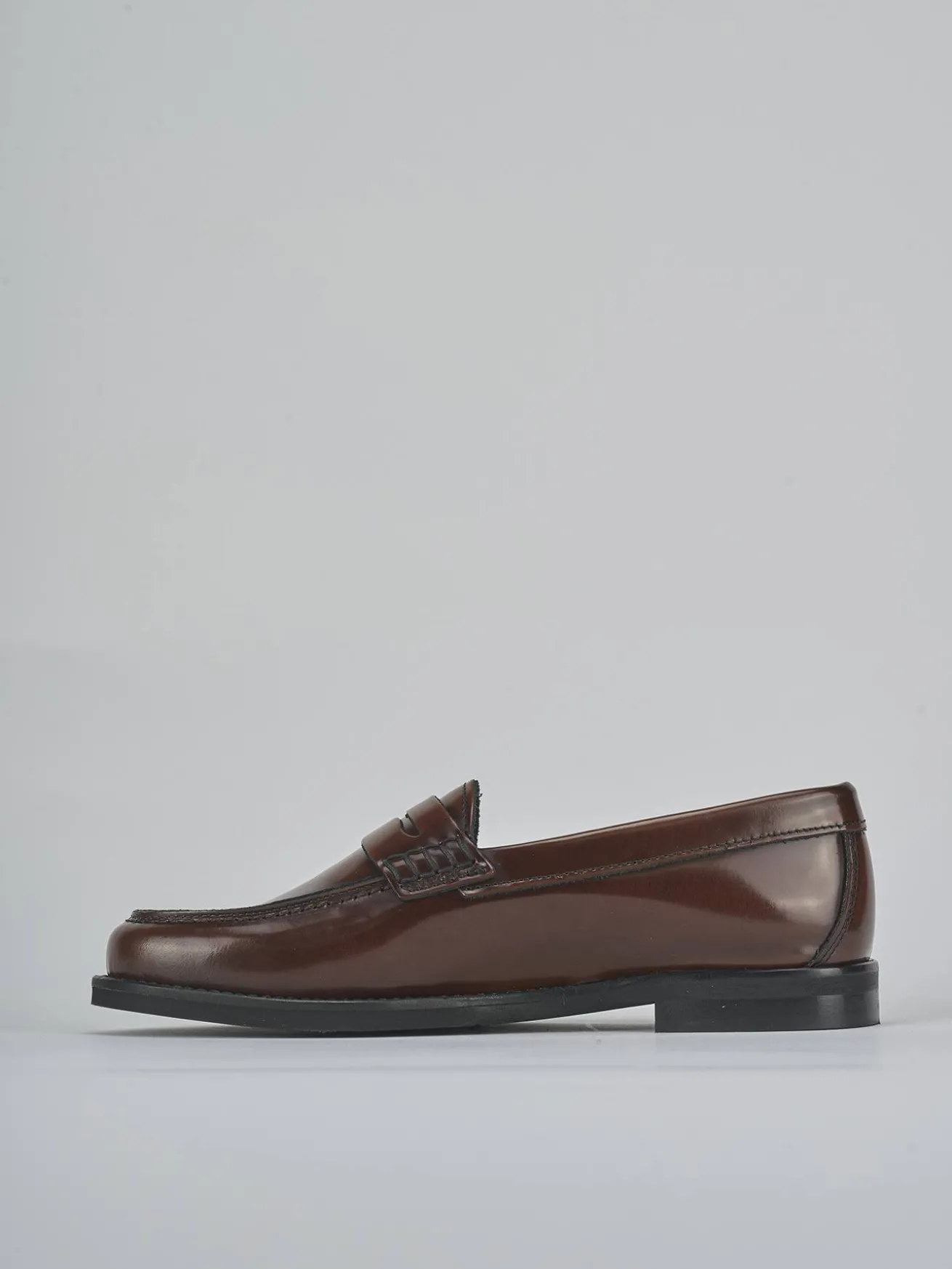 Mocassini tacco 1cm pelle marrone