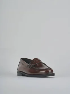 Mocassini tacco 1cm pelle marrone