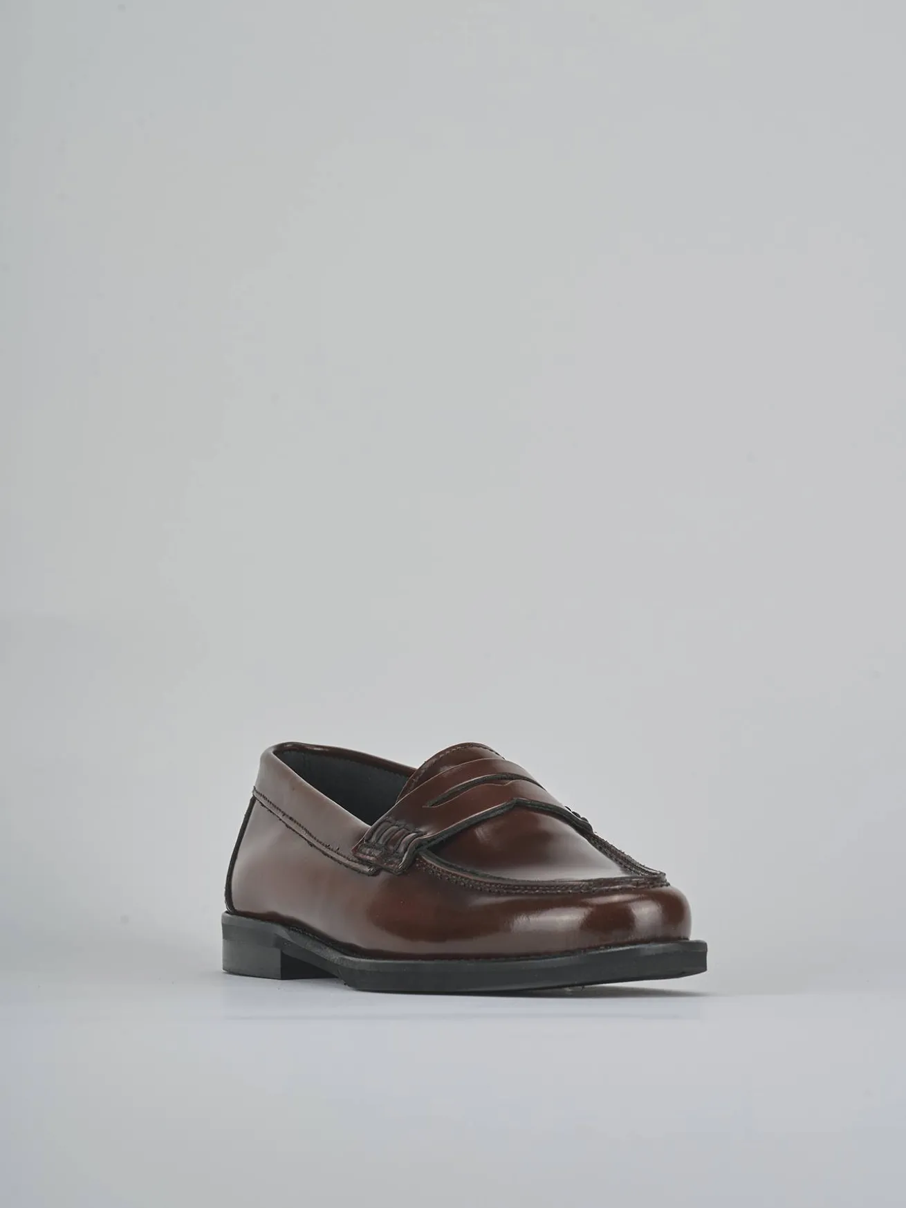 Mocassini tacco 1cm pelle marrone