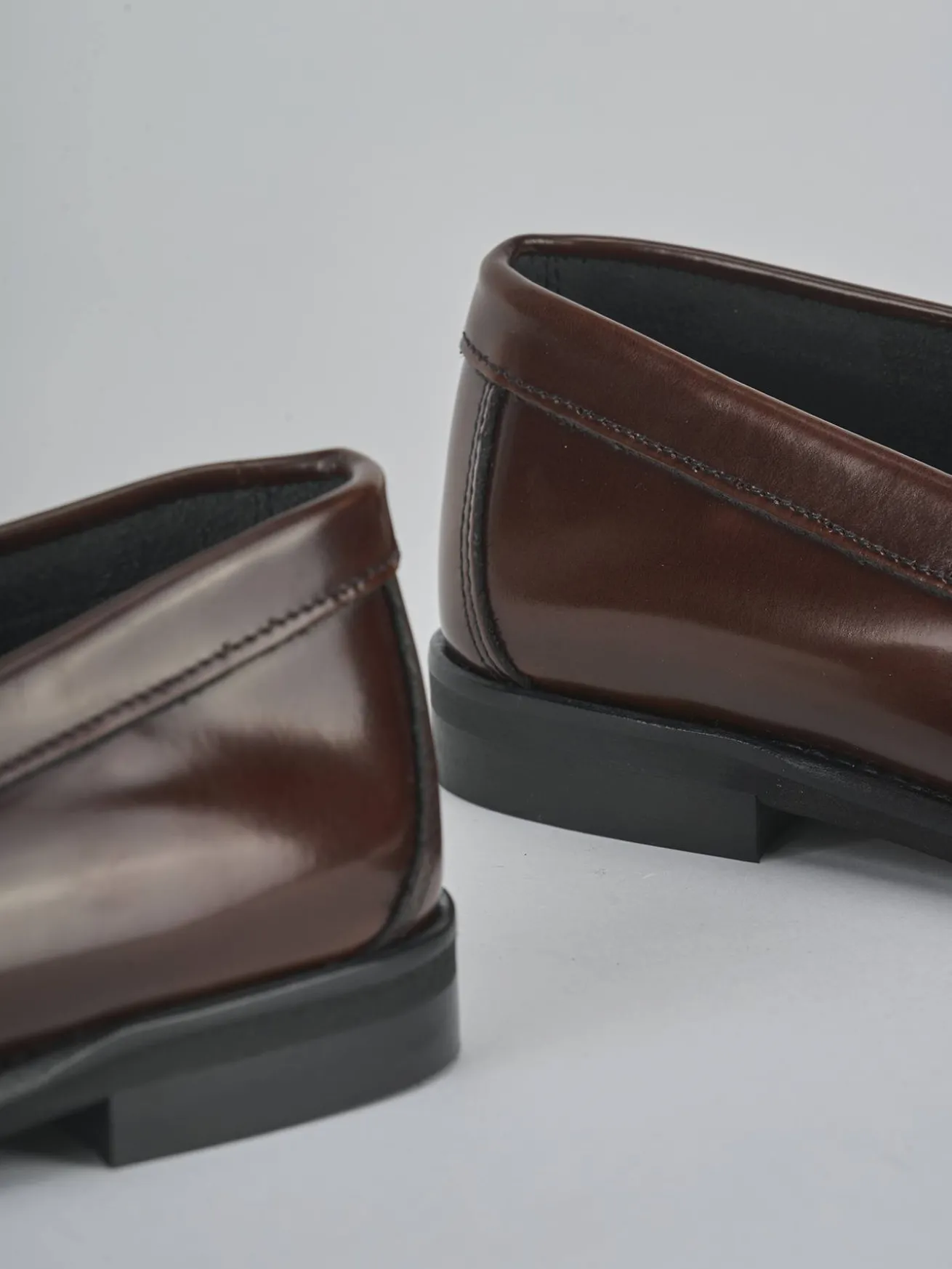 Mocassini tacco 1cm pelle marrone