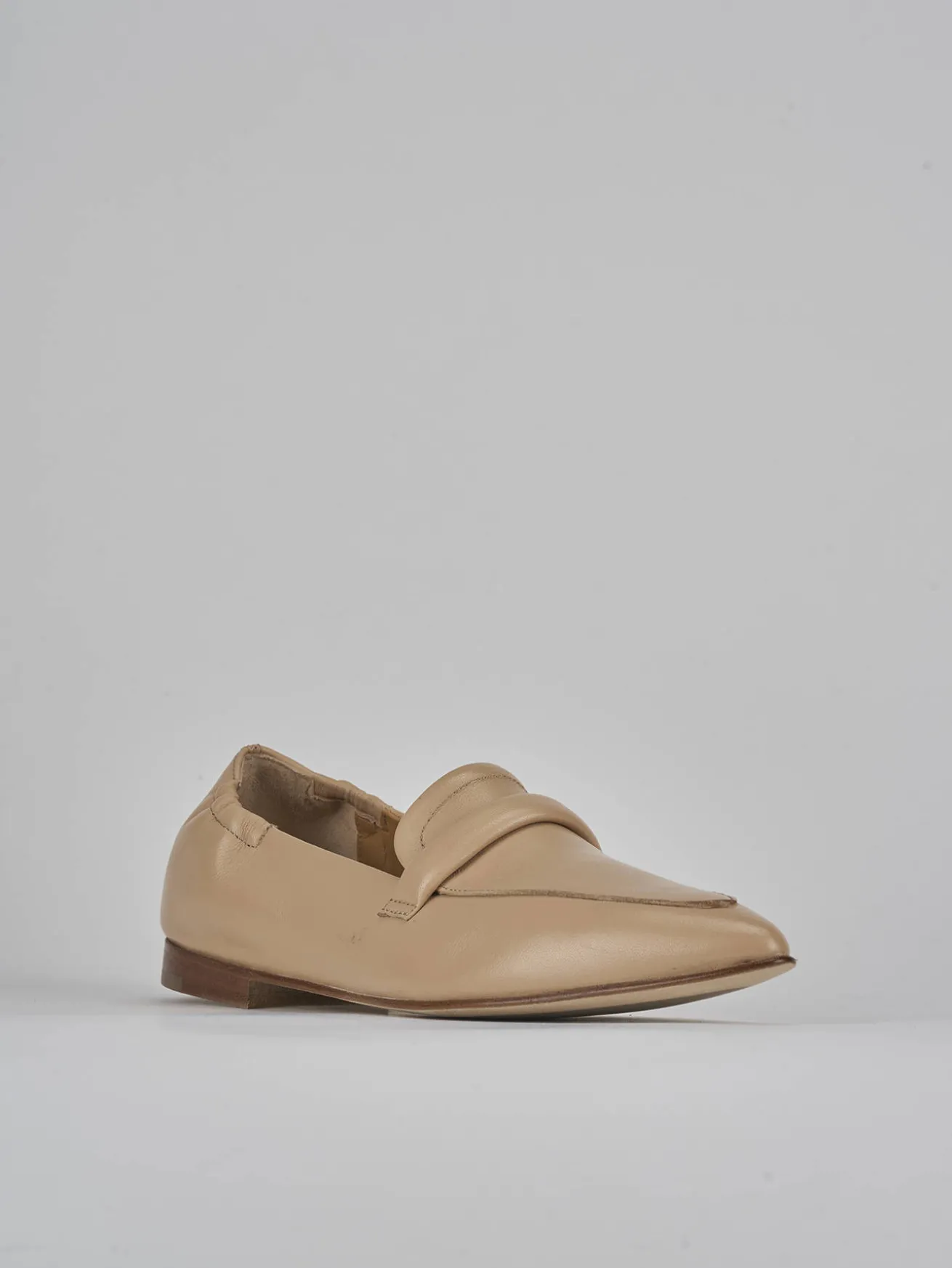 Mocassini tacco 1cm pelle marrone