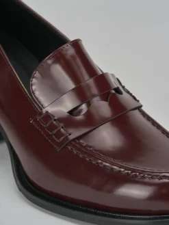 Mocassini tacco 7cm pelle bordo'