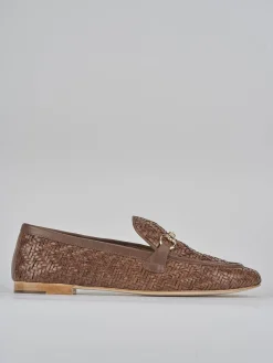 Mocassini tacco 1cm pelle marrone