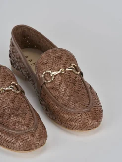 Mocassini tacco 1cm pelle marrone