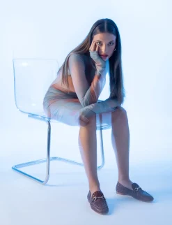 Mocassini tacco 1cm pelle marrone