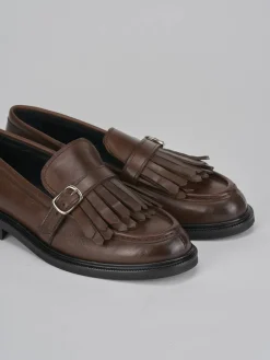 Mocassini tacco 1cm pelle marrone