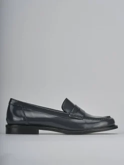 Mocassini tacco 1cm pelle grigio