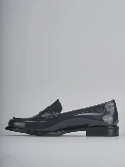 Mocassini tacco 1cm pelle grigio