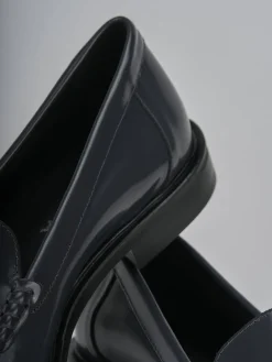 Mocassini tacco 1cm pelle grigio