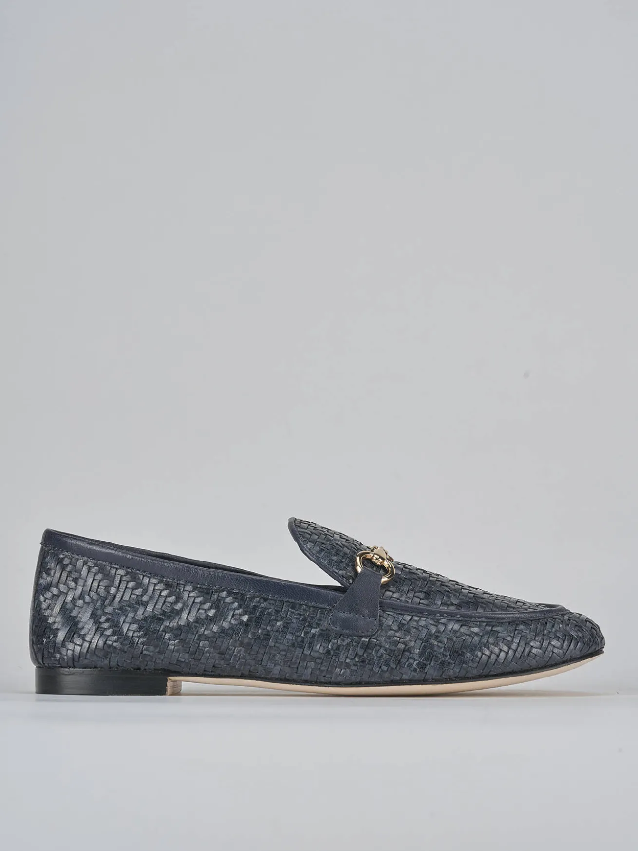 Mocassini tacco 1cm pelle blu