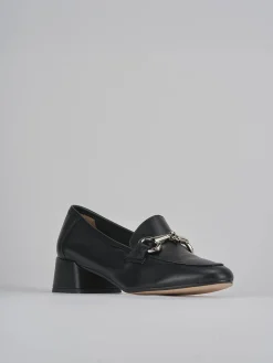 Mocassini tacco 3cm pelle nero