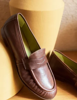 Mocassini tacco 1cm pelle testa