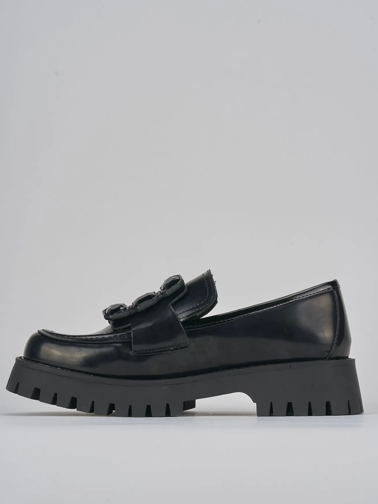 Mocassini tacco 3cm pelle nero