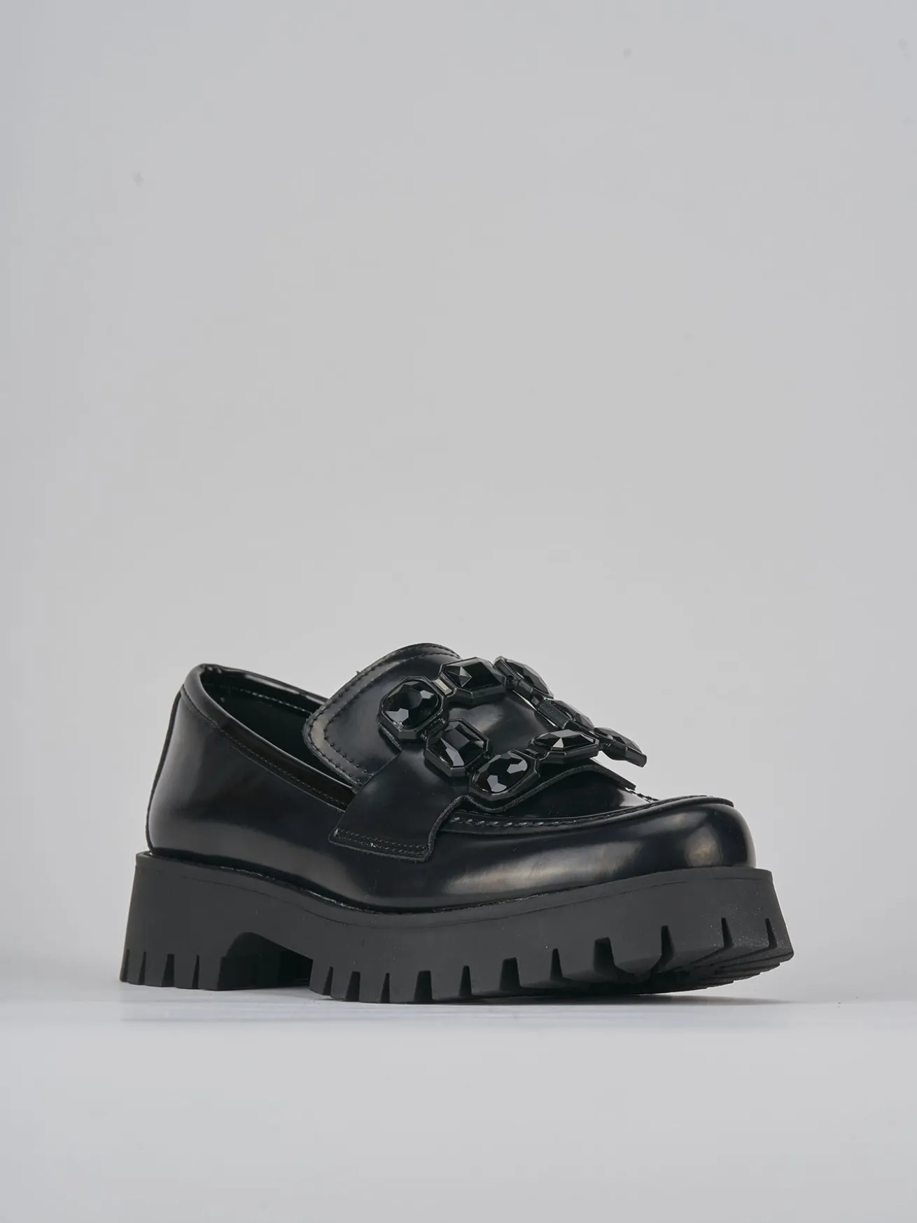 Mocassini tacco 3cm pelle nero