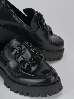 Mocassini tacco 3cm pelle nero