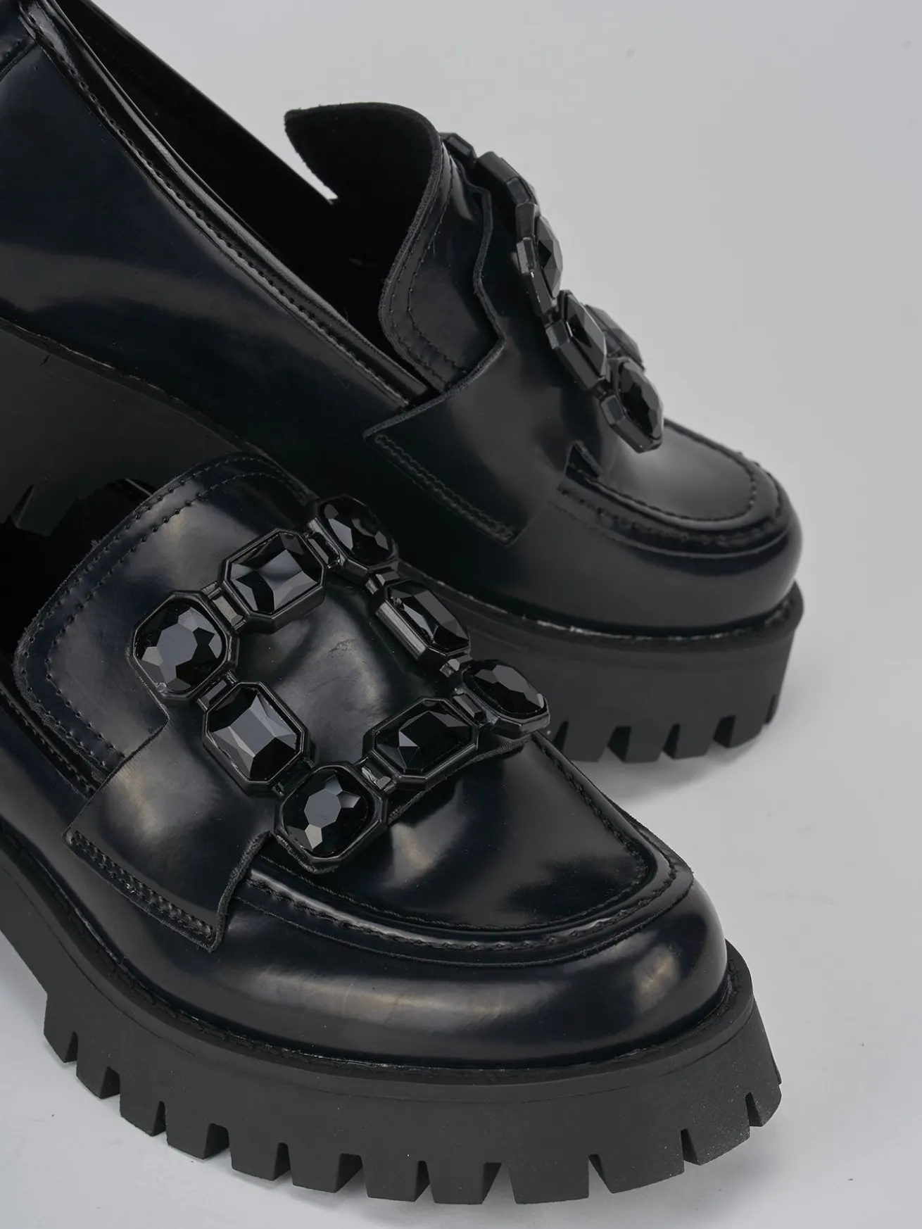 Mocassini tacco 3cm pelle nero