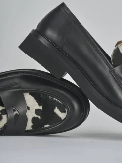 Mocassini tacco 2cm pelle nero