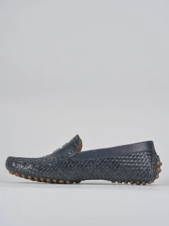 Mocassini tacco 1cm pelle blu