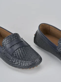 Mocassini tacco 1cm pelle blu