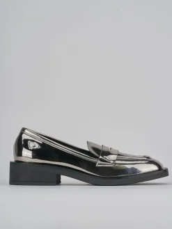 Mocassini tacco 3cm pelle argento