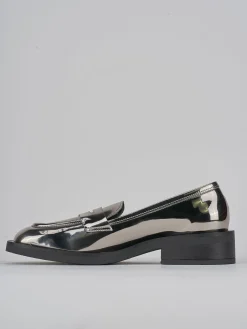 Mocassini tacco 3cm pelle argento