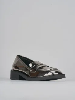 Mocassini tacco 3cm pelle argento