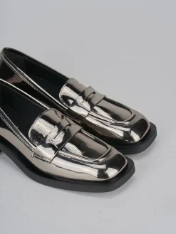 Mocassini tacco 3cm pelle argento