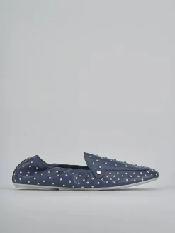 Mocassini tacco 1cm pelle blu