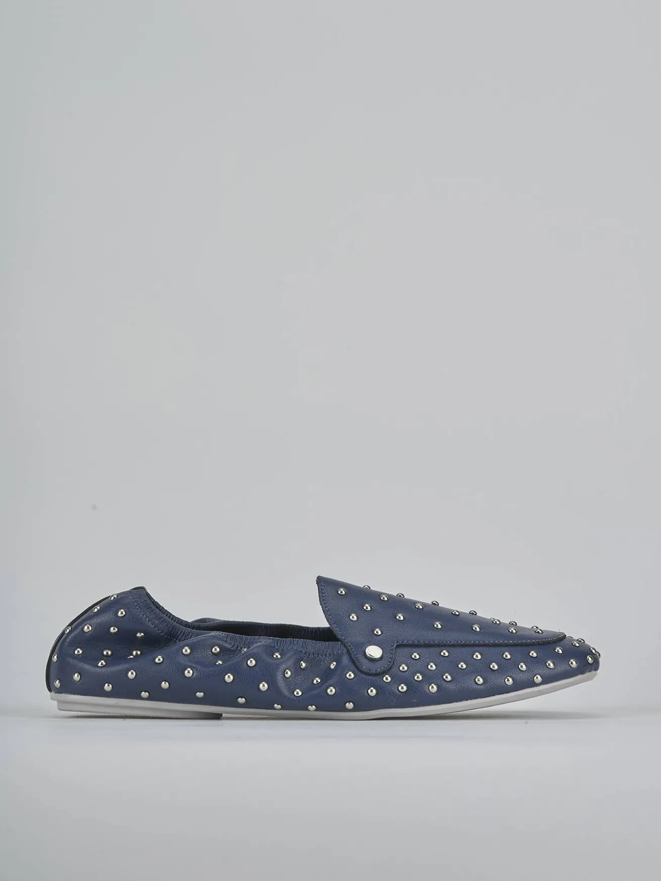 Mocassini tacco 1cm pelle blu