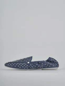 Mocassini tacco 1cm pelle blu