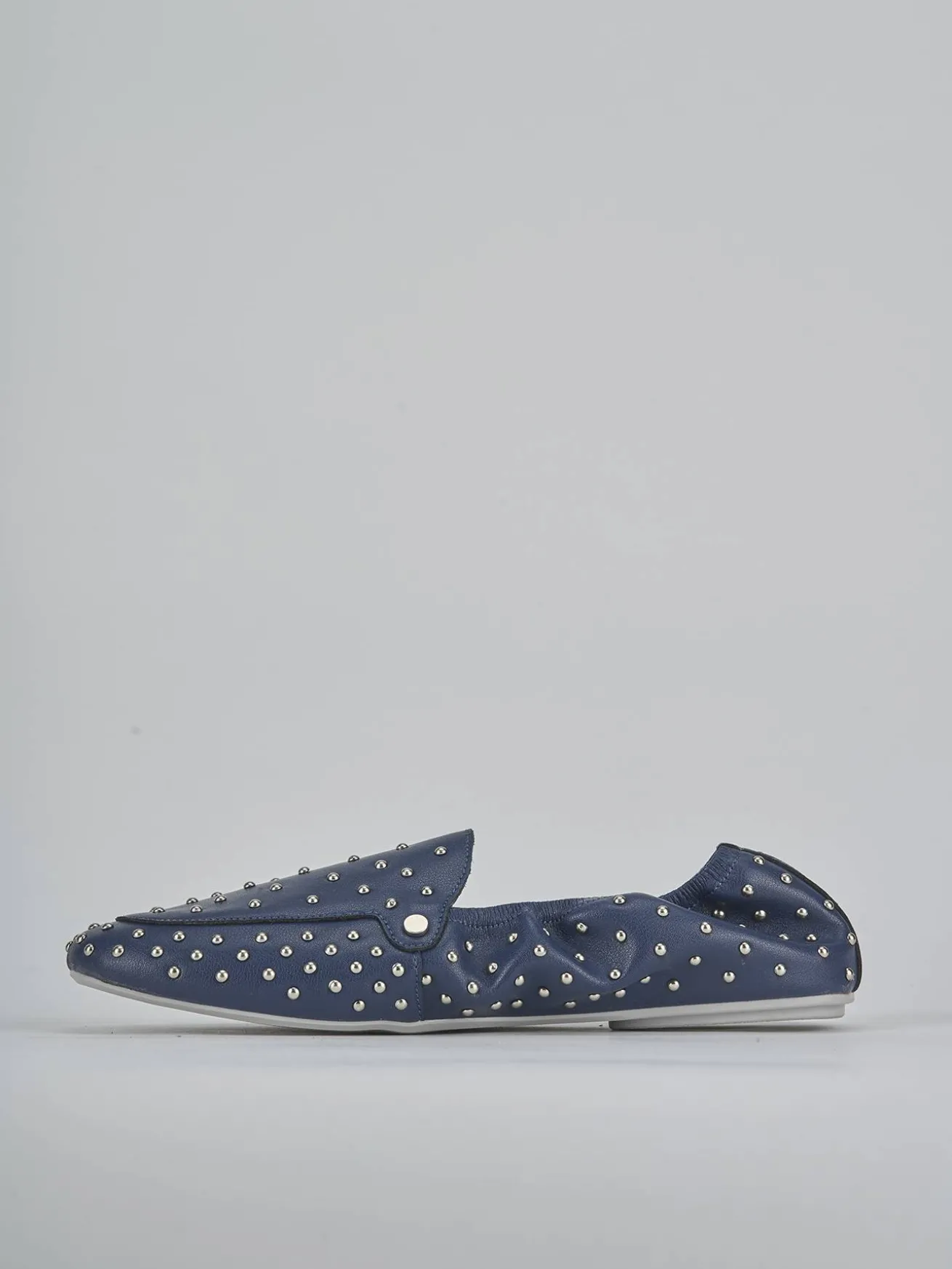 Mocassini tacco 1cm pelle blu