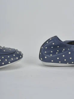 Mocassini tacco 1cm pelle blu