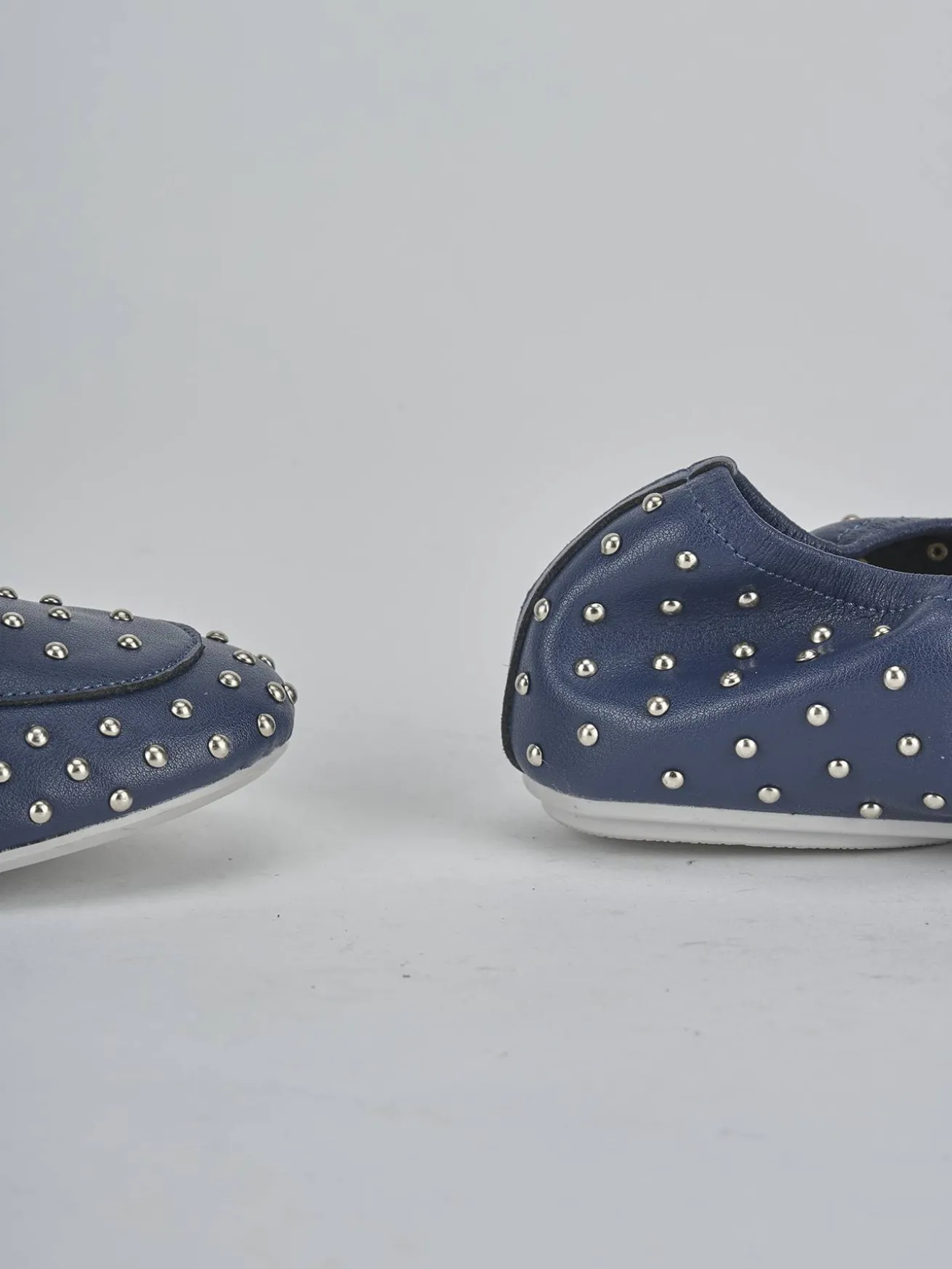 Mocassini tacco 1cm pelle blu