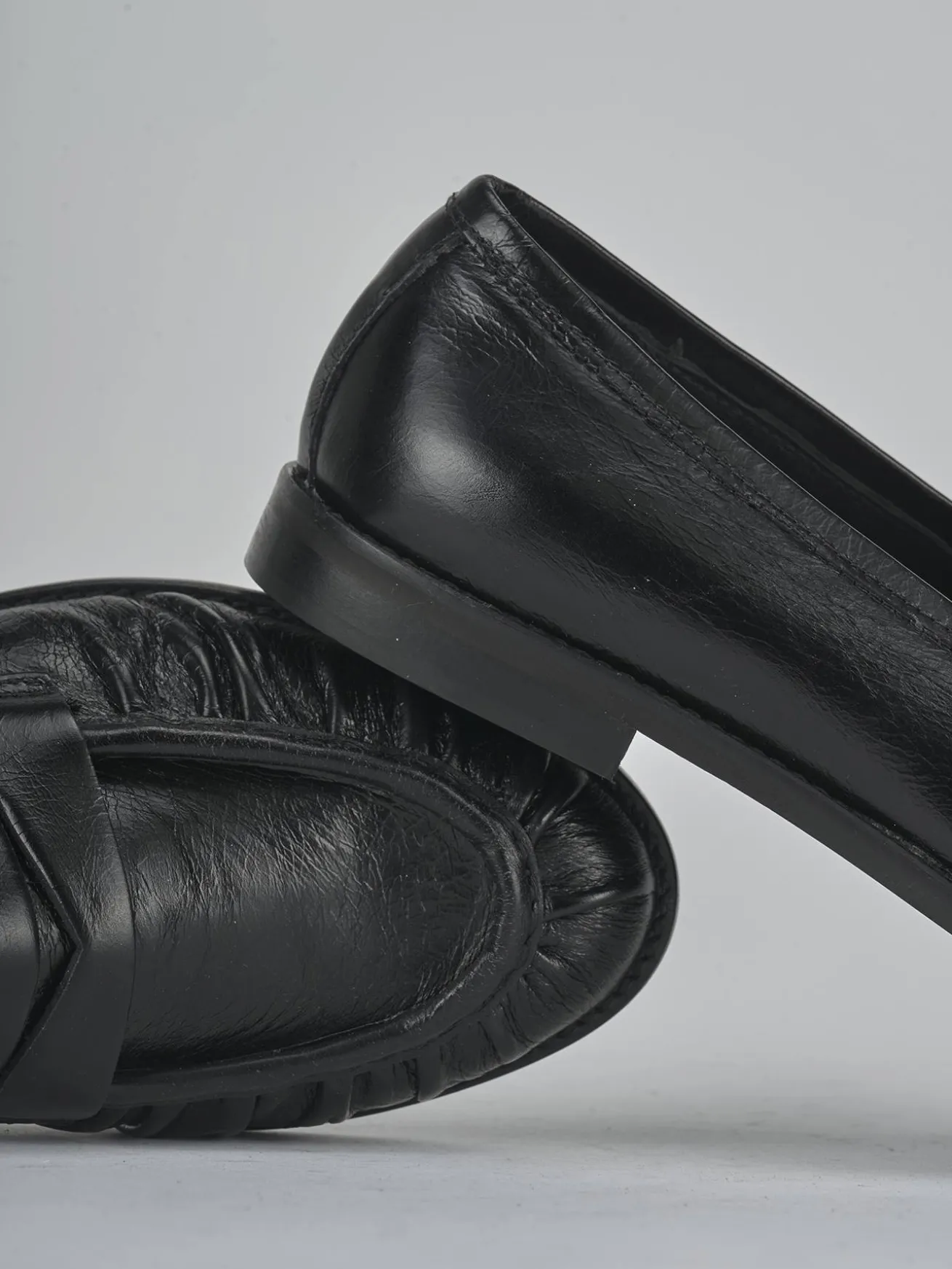 Mocassini tacco 1cm pelle nero