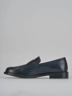 Mocassini tacco 2cm pelle blu