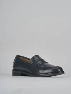 Mocassini tacco 2cm pelle blu