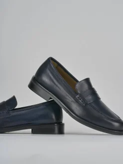 Mocassini tacco 2cm pelle blu