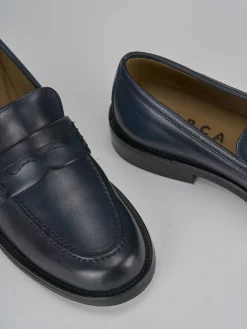 Mocassini tacco 2cm pelle blu