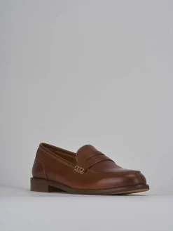 Mocassini tacco 1cm pelle marrone