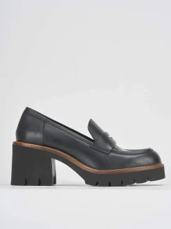 Mocassini tacco 5cm pelle nero