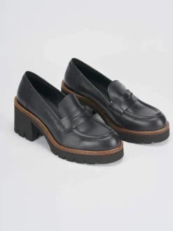 Mocassini tacco 5cm pelle nero