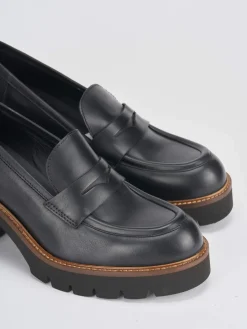 Mocassini tacco 5cm pelle nero