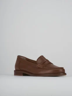 Mocassini tacco 2cm pelle marrone