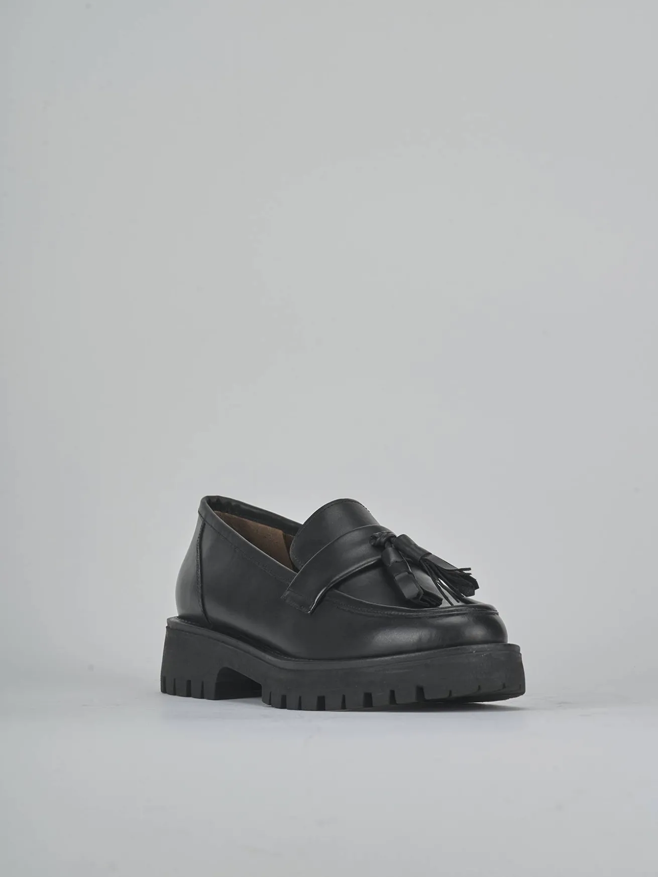 Mocassini tacco 2cm pelle nero