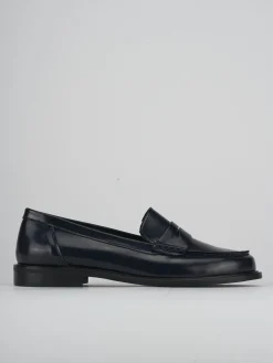 Mocassini tacco 2cm pelle blu