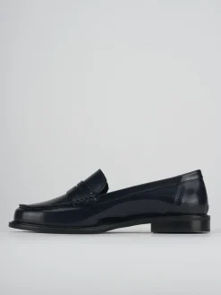 Mocassini tacco 2cm pelle blu