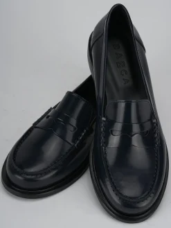 Mocassini tacco 2cm pelle blu