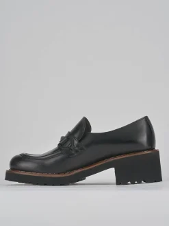 Mocassini tacco 5cm pelle nero