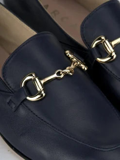 Mocassini tacco 1cm pelle blu